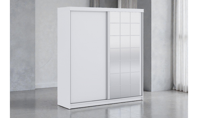 Moderní šatní skřín Cinema 200cm, bílá 