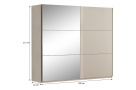 Šatní skříň VISTO s posuvnými dveřmi, 2 dveřmi a zrcadlem