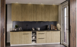 Luxusní kuchyně Davinci 300cm, bílá/dub Cremona