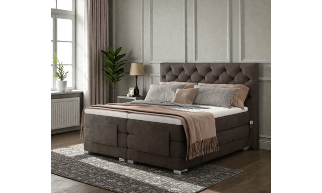 Luxusní polohovací postel Samanta 180x200cm, hnědá 