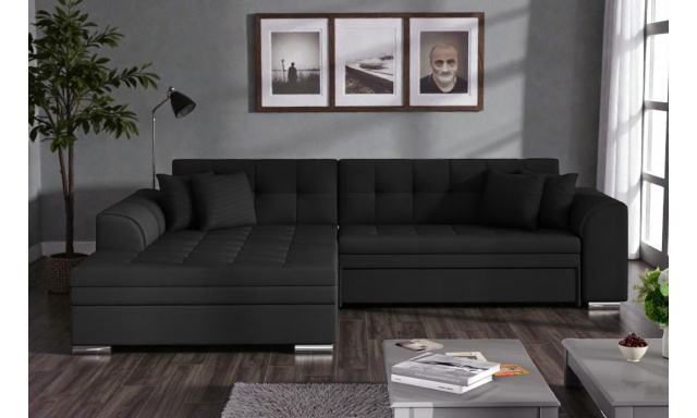 Rozkládací rohová sedačka Soprano, černá