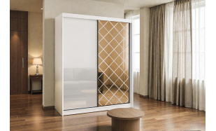 Luxusní šatní skřín Zidane 203cm, bílý lesk 