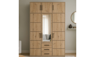 Šatní skříň s dveřmi, horní částí, zrcadlem a 3 dveřmi KAVO