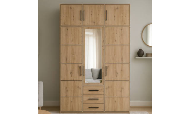 Šatní skříň s dveřmi, horní částí, zrcadlem a 3 dveřmi KAVO