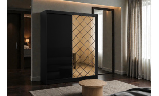 Luxusní šatní skřín Zidane 203cm, černý lesk 