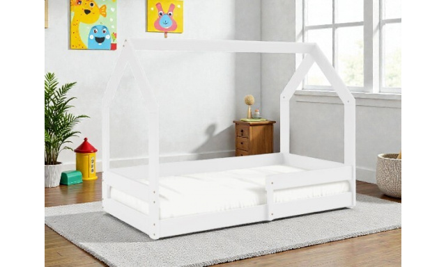 Postel ve tvaru domečku Adrian 160x80cm, borovice bílá