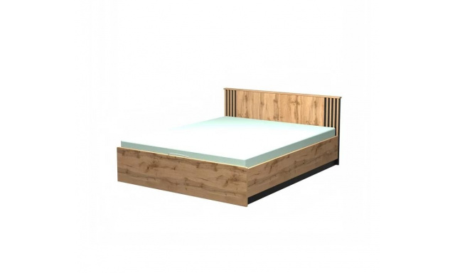 Manželská postel (160x200cm) Merino 26, dub wotan/černý mat