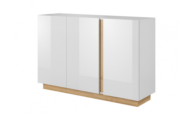 Komoda 138 Terra, bílá/dub grandson/bílý lesk
