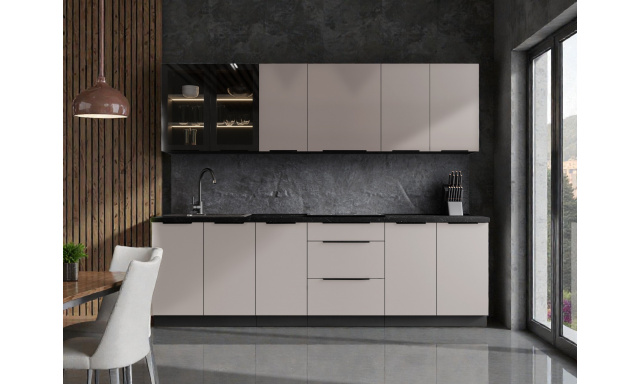 Luxusní kuchynská linka Santiago 260cm, cashmere