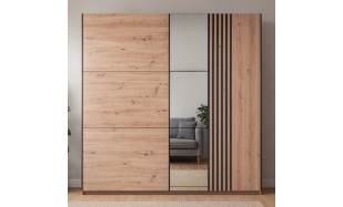 Šatní skříň SORIA s posuvnými dveřmi a zrcadlem