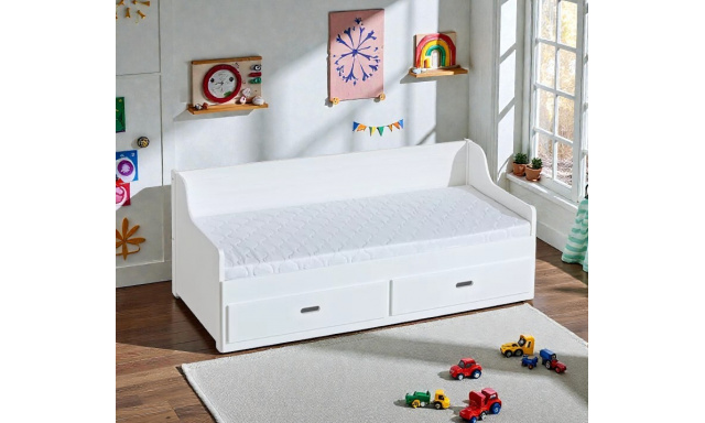 Kvalitní postel z masivu Merida, bílá - rozkládací 