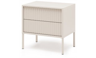 Noční stolek se 2 zásuvkami a drážkovanými dvířky NOTO
