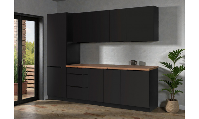Luxusní kuchyně Dolores 260cm, černý mat 