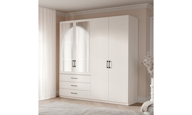 Šatní skříň se 4 dveřmi a 3 zásuvkami PURA Šatní skříň se 4 dveřmi a 3 zásuvkami PURA